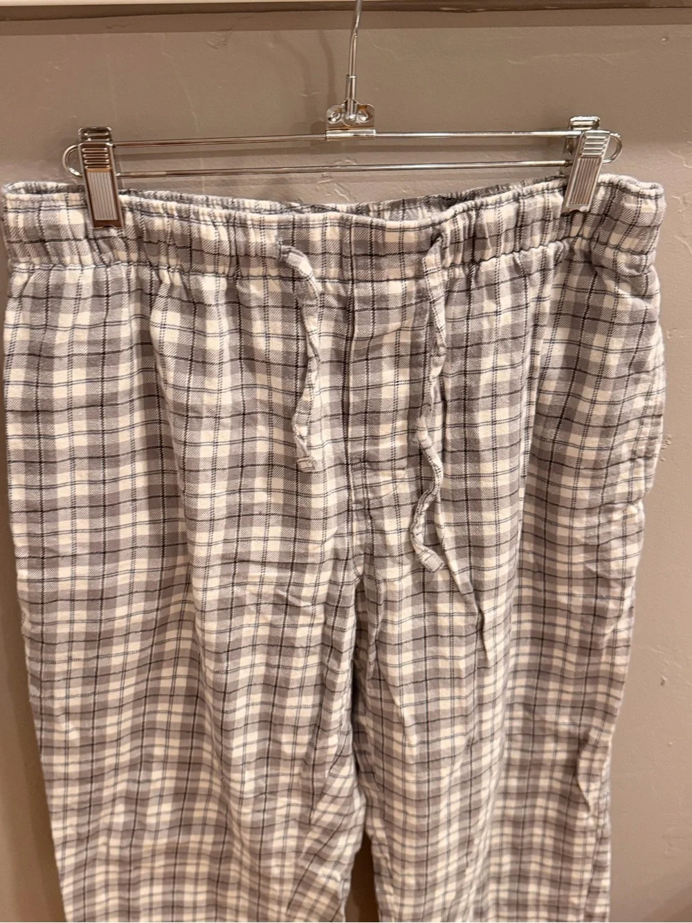 Banana Republic Flannel Gray Plaid Drawstring Lounge Pajama Pants Size M #498